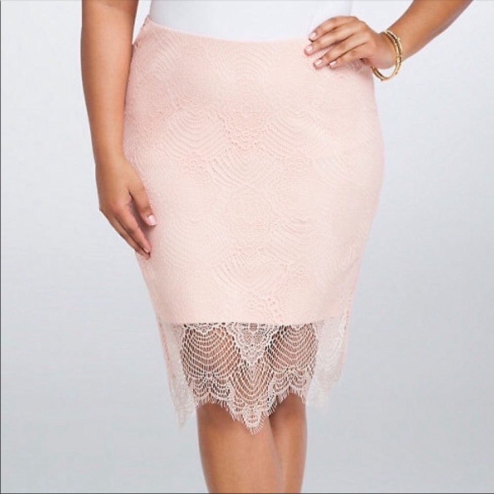 Elegant Lace Trim Pink Skirt